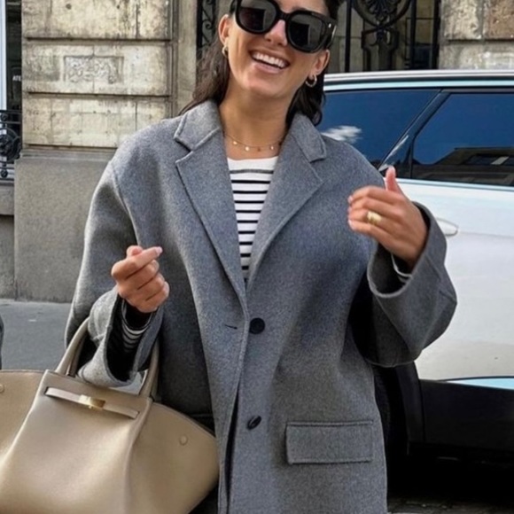 Zara Double Faced Wool Blend Blazer - Picture 7 of 16